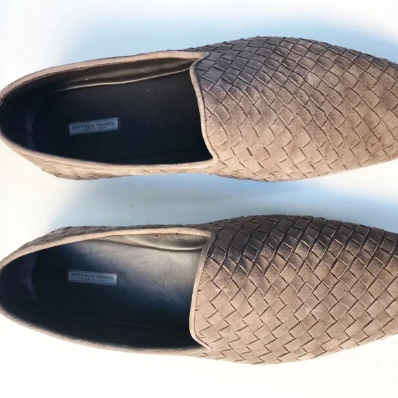 BOTTEGA VENETA ITALIAN BEIGE GENUIN LEATHER CASUAL LOAFERS MEN'S SHOE SIZE 42